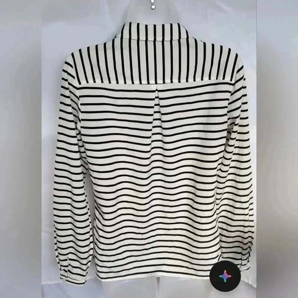 The Limited Extra Small Long Sleeve Black & White Striped Career Blouse - Picture 7 of 9